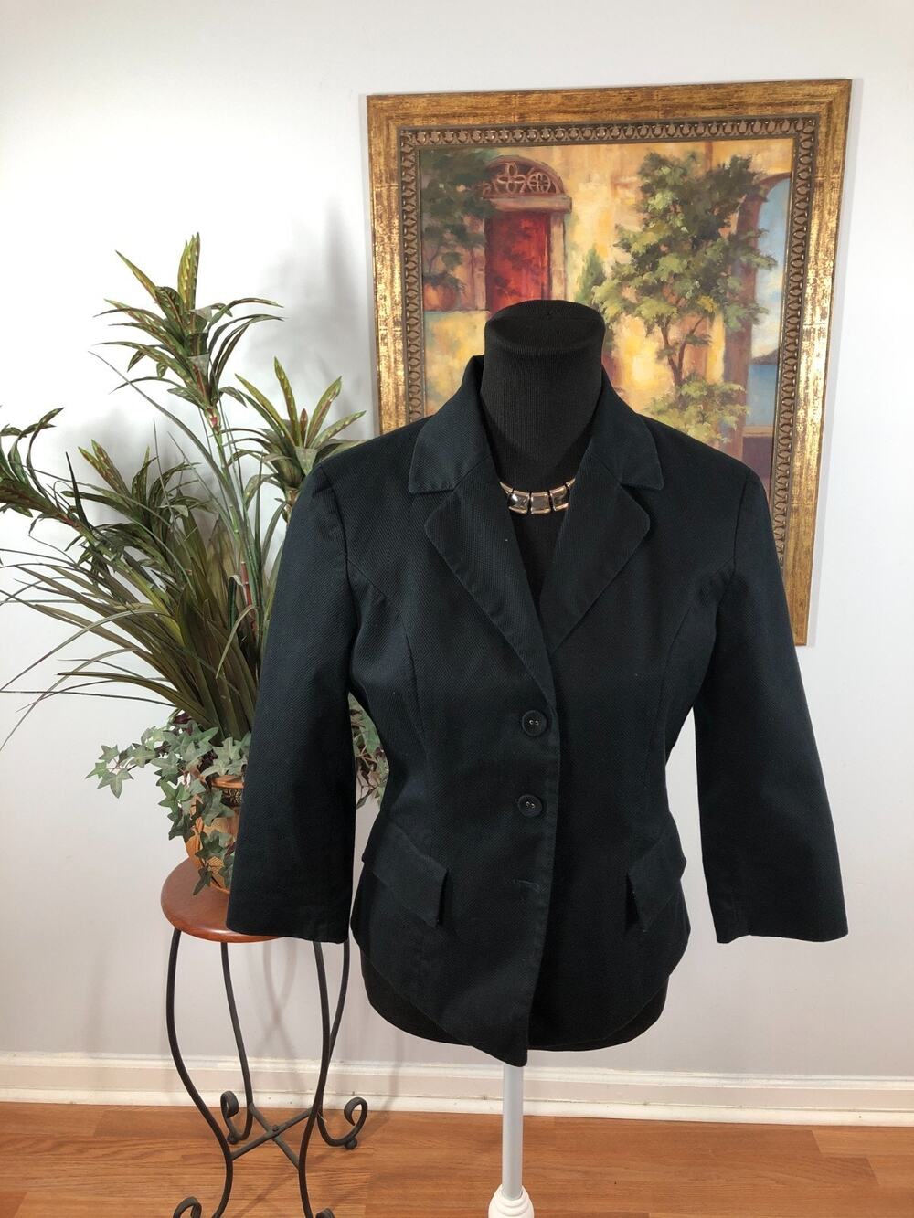 Liz Claiborne Blazer Jacket Womens 6 Black Fairycore Office Siren Gothic‎ Preppy